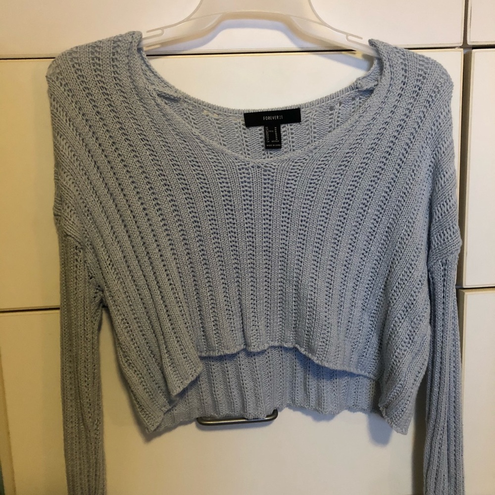 blue cropped sweater
